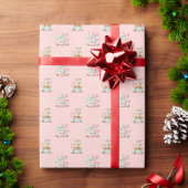 Roze Kerstmis Sneeuwvlok Cupcake Verjaardag Cadeaupapier