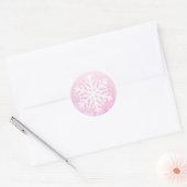 Roze Kerstmis Sneeuwvlok Ronde Sticker (Envelop)