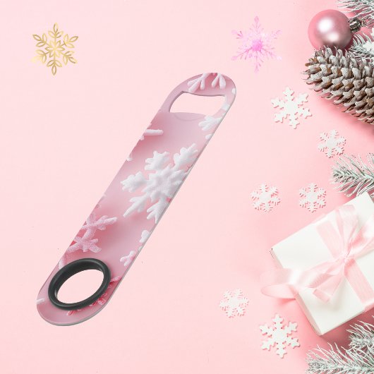 Roze Kerstmis Sneeuwvlok Speed Flessenopener