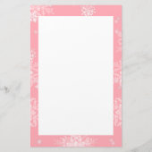 Roze Kerstmis Sneeuwvlokken gepersonaliseerd Briefpapier (Achterkant)
