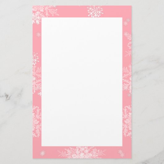 Roze Kerstmis Sneeuwvlokken gepersonaliseerd Briefpapier (Achterkant)