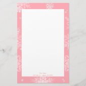 Roze Kerstmis Sneeuwvlokken gepersonaliseerd Briefpapier (Voorkant)