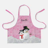  Roze Kerstmis Snowman Persoonlijk Kinder Schort (Voorkant)