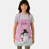  Roze Kerstmis Snowman Persoonlijk Kinder Schort (Insitu)