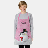  Roze Kerstmis Snowman Persoonlijk Kinder Schort (Gedragen)