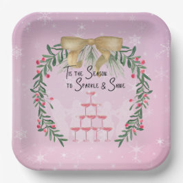 Roze Kerstmis Sparkle en Glans Papieren Bordje