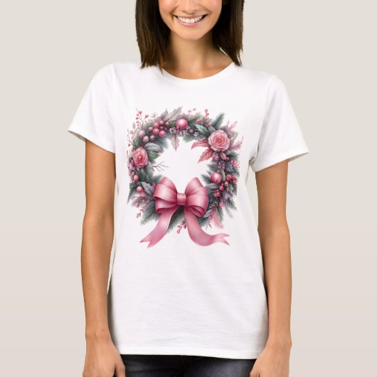 Roze kerstmis t-shirt (Voorkant)