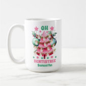 Roze Kerstmis Tandarts Vrolijk Kerstmis Custom Nam Koffiemok (Links)