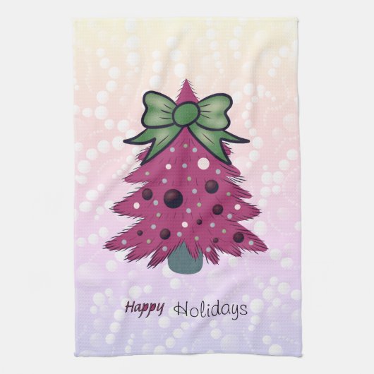 Roze Kerstmis Theedoek (Verticaal)