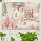 roze Kerstmis Theedoek (Gevouwen)