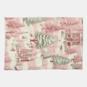 roze Kerstmis Theedoek (Horizontaal)