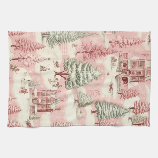  roze Kerstmis Theedoek (Horizontaal)