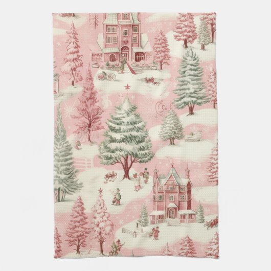  roze Kerstmis Theedoek (Verticaal)