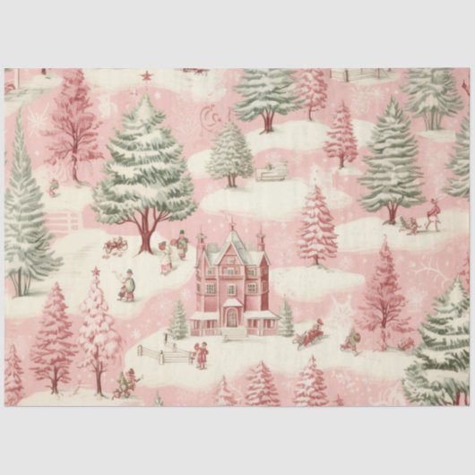  roze Kerstmis Tissuepapier (Voorkant)