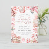 Roze Kerstmis | Vakantie Favoriete Dingen Feest Kaart (Staand voorkant)