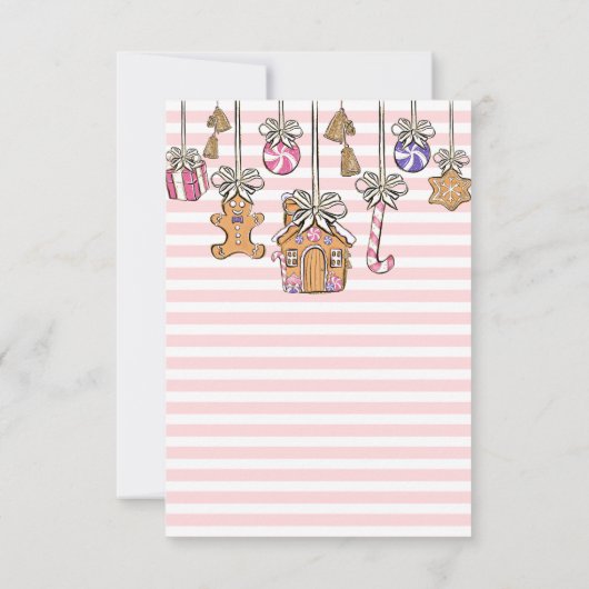 Roze Kerstmis Verjaardag Flat Dank u Kaart (Achterkant)