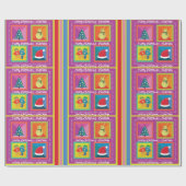 Roze Kerstmis Voeg Naam & Groet Cadeaupapier (Vlak)