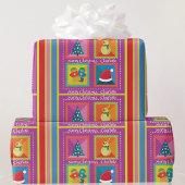 Roze Kerstmis Voeg Naam & Groet Cadeaupapier