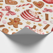 Roze Kerstmis Warme Chocolade Inpakpapier (Hoek)