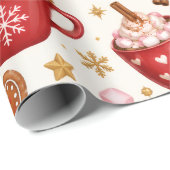 Roze Kerstmis Warme Chocolade Inpakpapier (Rol Hoek)