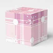 Roze Kerstmisgeplakte Sneeuwvlokken Bedankdoosjes (Voorkant Zijde)