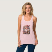 Roze Kerstmiskaart Kabouters Tanktop (Volledige Voorkant)