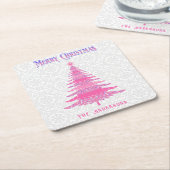 Roze Kerstmisnaam Douane Elegant Modern Kartonnen Onderzetters (Schuin)