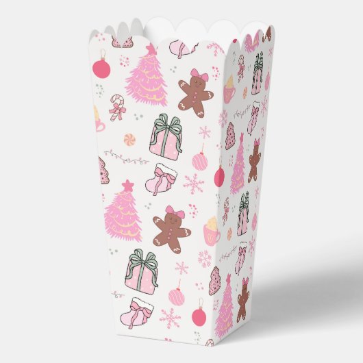Roze Kerstmispatroon Bedankdoosjes (Achterkant)