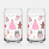 Roze Kerstmispatroon Blikvorm Glas (Voorkant)