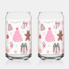 Roze Kerstmispatroon Blikvorm Glas