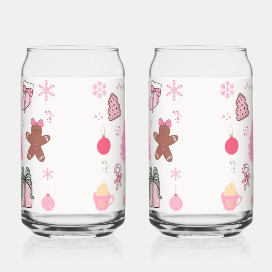 Roze Kerstmispatroon Blikvorm Glas (Rechts)