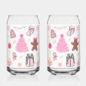 Roze Kerstmispatroon Blikvorm Glas (Achterkant)