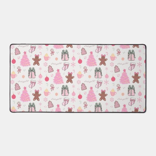 Roze Kerstmispatroon Bureaumat (Voorkant)