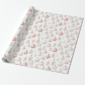Roze Kerstmispatroon Cadeaupapier (Uitgerold)