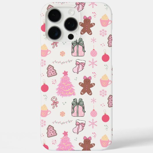 Roze Kerstmispatroon Case-Mate iPhone Case (Achterkant)