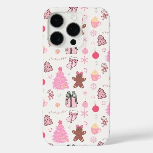 Roze Kerstmispatroon Case-Mate iPhone Case (Achterkant)