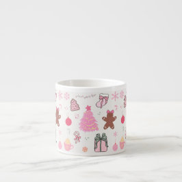 Roze Kerstmispatroon Espresso Kop