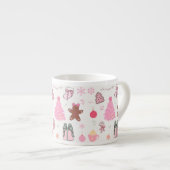 Roze Kerstmispatroon Espresso Kop (Voorkant rechts)