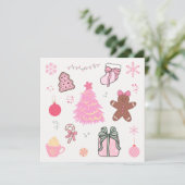 Roze Kerstmispatroon Feestdagenkaart (Staand voorkant)