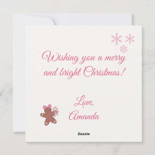 Roze Kerstmispatroon Feestdagenkaart (Achterkant)