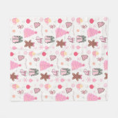 Roze Kerstmispatroon Fleece Deken (Voorkant (Horizontaal))