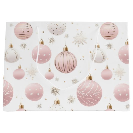 Roze Kerstmispatroon Groot Cadeauzakje (Voorkant)