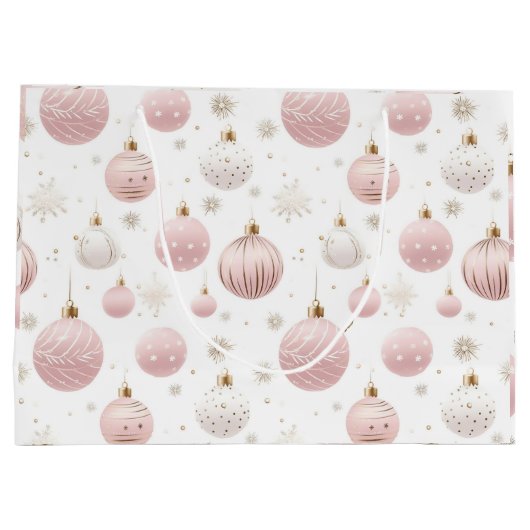 Roze Kerstmispatroon Groot Cadeauzakje (Achterkant)