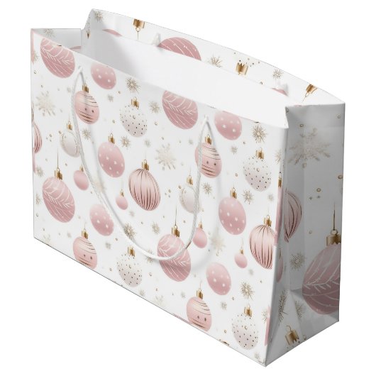 Roze Kerstmispatroon Groot Cadeauzakje (Achterkant Gekanteld)