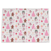 Roze Kerstmispatroon Groot Cadeauzakje (Voorkant)