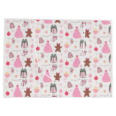 Roze Kerstmispatroon Groot Cadeauzakje (Achterkant)