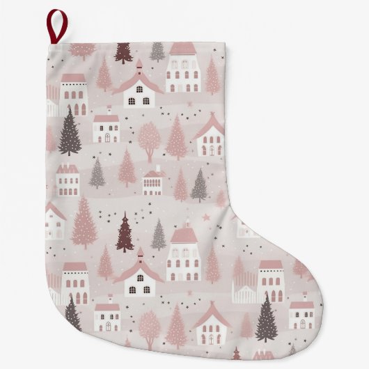 Roze Kerstmispatroon Grote Kerstsok (Voorkant)