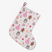 Roze Kerstmispatroon Grote Kerstsok (Voorkant (Hangend))