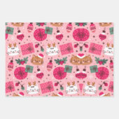 Roze Kerstmispatroon Inpakpapier Vel (Voorkant)