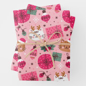 Roze Kerstmispatroon Inpakpapier Vel